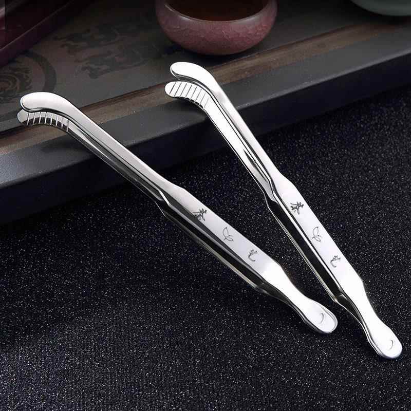 茶夹不锈钢加厚夹茶杯的夹子加宽功夫茶具配件防烫防滑多功能镊子