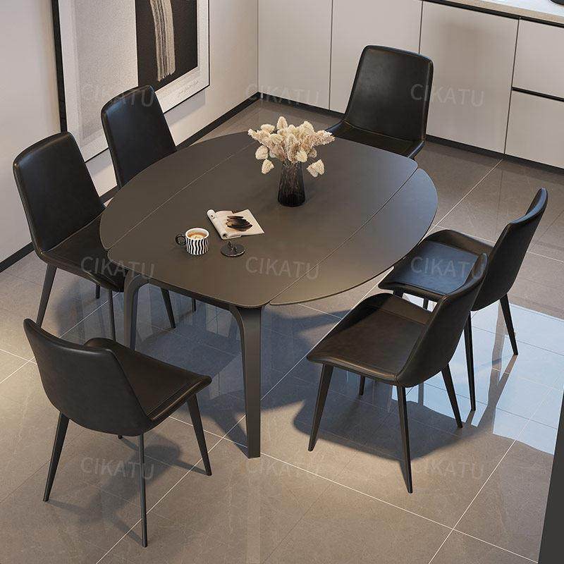 岩板餐桌伸缩家用小户型新款现代简约可变圆形折叠餐桌椅组合饭桌,住宅家具,岩板餐桌,淘宝优惠券,粉丝福利购,淘宝优惠卷