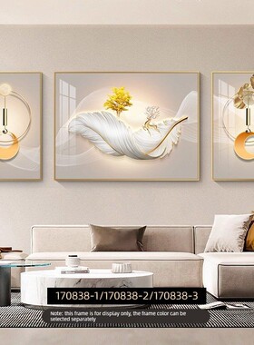 现代轻奢羽毛客厅三联画简约大气沙发背景墙装饰画寓意好墙壁挂画