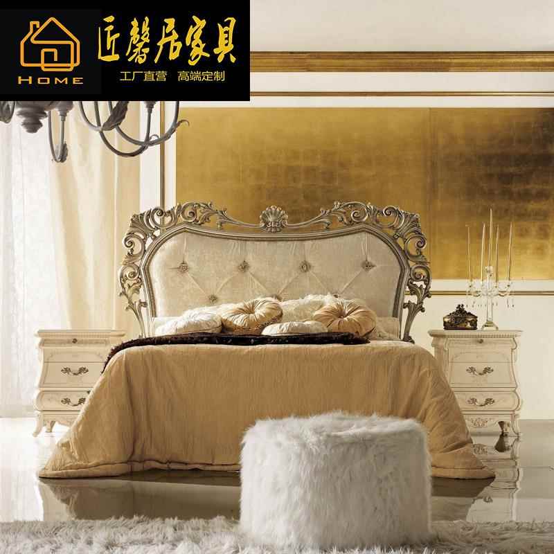 法式新古典床双人雕主卧欧式木花床别墅无品牌/高档桦婚床公主床