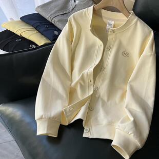 宽松显瘦上衣休闲运动外套潮 卫衣女2025春秋新款 韩国杏色薄款 开衫