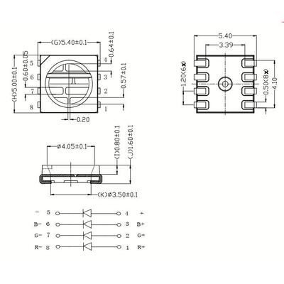5050RGBW 红绿蓝白 0.3W 红绿蓝暖白 LED贴片灯珠 四合一 超高亮