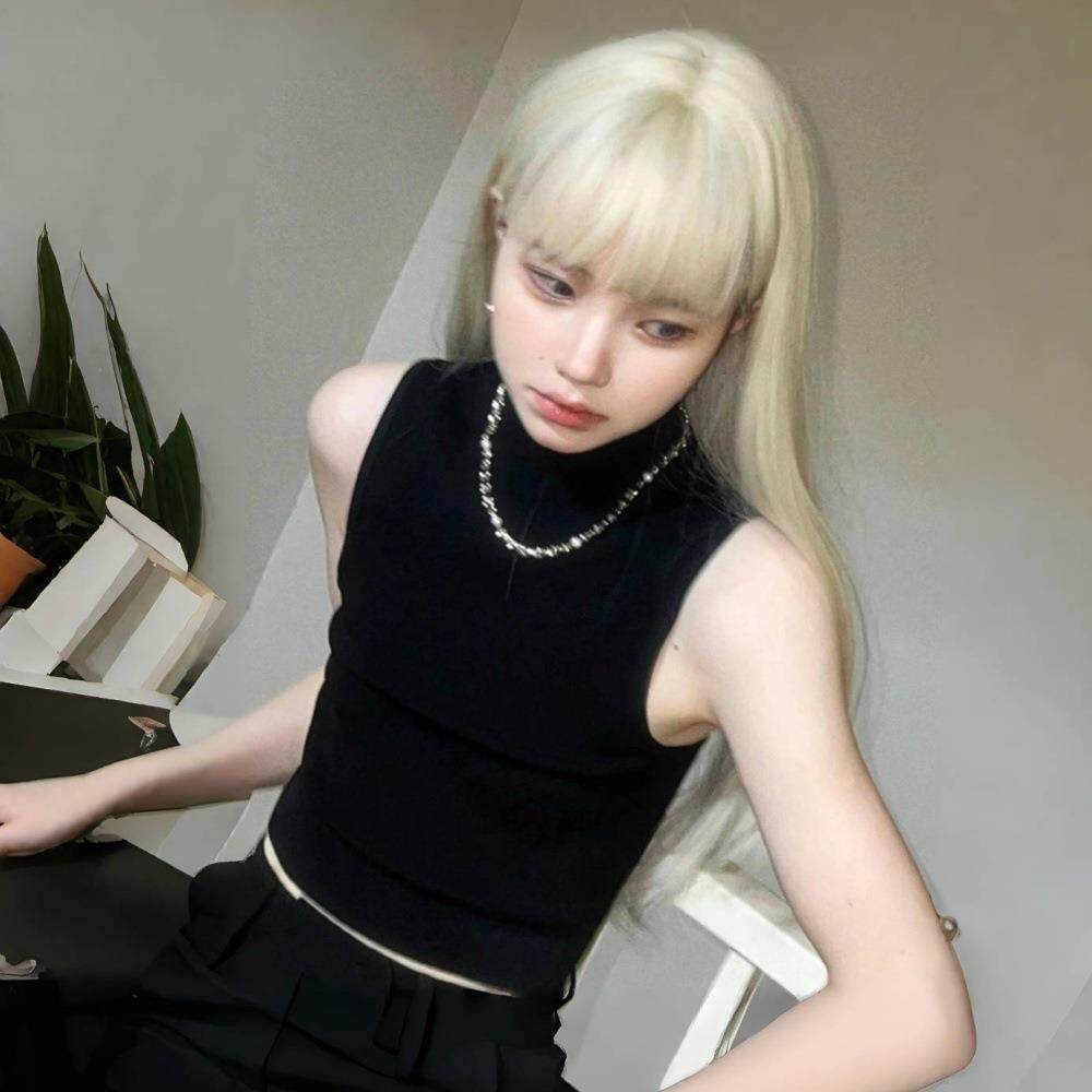 新款直销程铭假发女奶金色圆脸自然蓬松学生甜美网红夏季长直发全