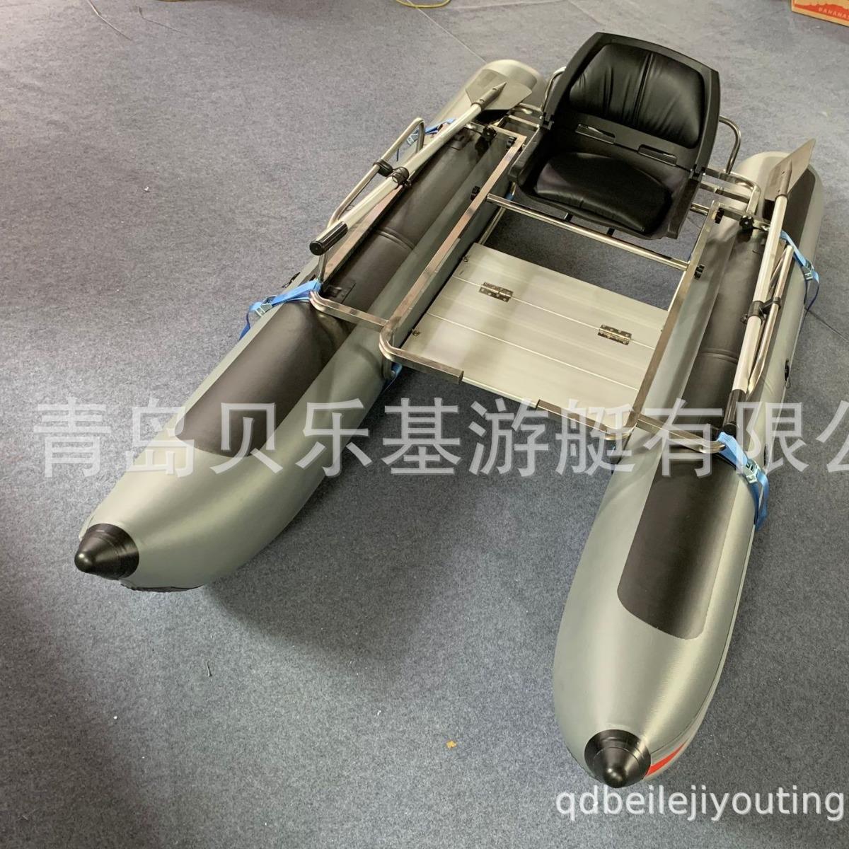 框架双体船充气浮筒双体船带座椅可旋转可拆卸便携式双体钓鱼船