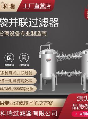 废水排放前处理多袋并联过滤器一备一用不锈钢袋式过滤器