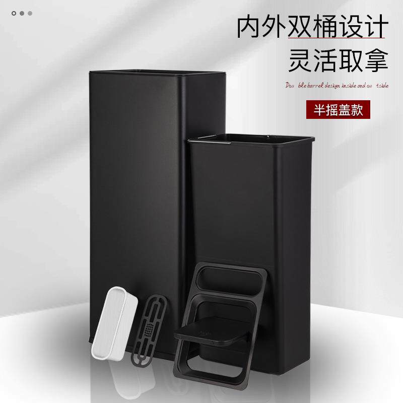 YSA不锈盖钢卫间擦纸摇垃圾桶大号办公手室大堂生楼道厕所直投收
