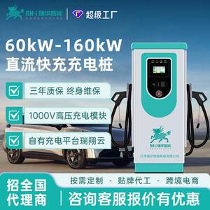 瑞华智能60/80/120/160kw千瓦直流快充充电桩380V新能源汽车九孔