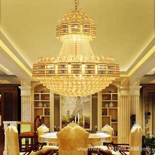欧式 楼别墅楼中楼豪华大吊灯酒店工程金色水晶灯具 水晶吊灯复式