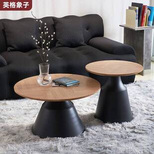 酒店小圆桌茶几组合家用客厅网红款美甲店矮桌承重强金属圆形茶几