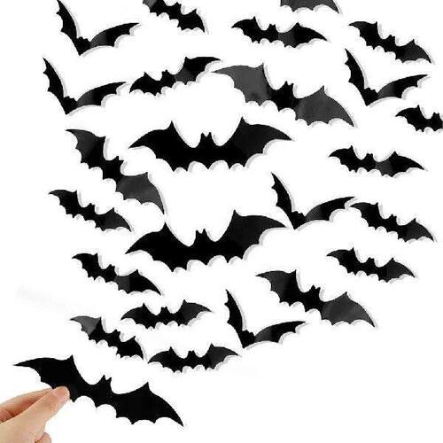 3D Black Bats Stickers With 120/140 Piece Easy Remove