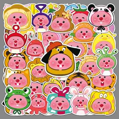 50张loopy卡通手绘可爱露比头像车身贴装饰水杯行李箱手机壳贴纸