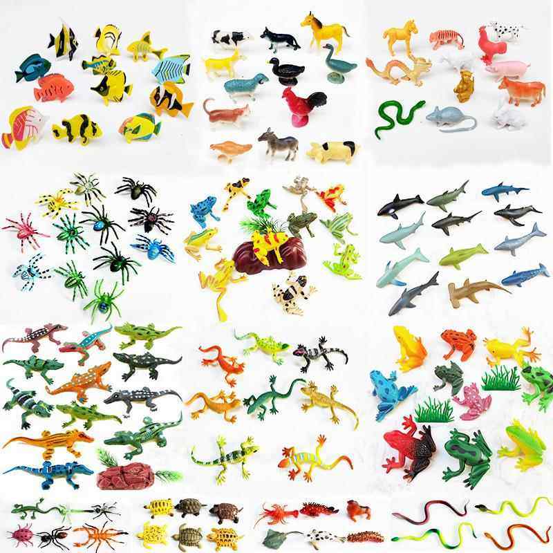 海洋鱼虫子毛毛虫蜥蜴鳄鱼蜘蛛青蛙猪牛狗大象各种小动物模型玩具