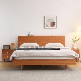 新款 直销中古风樱桃木实木床1.5米主卧床1.8米千寻储物收纳高箱纯