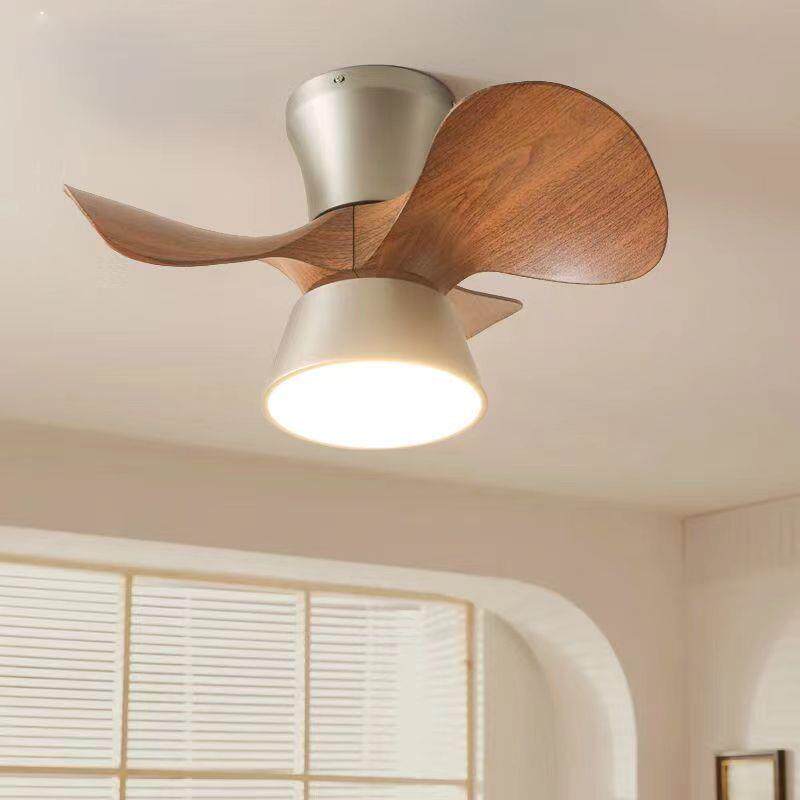 餐厅风扇灯中古风吊扇灯卧室儿童房吸顶灯110V一体小户型电风扇灯