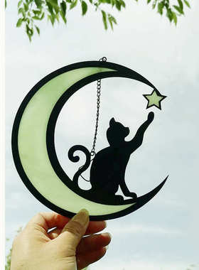 创意铁艺金属工艺品挂饰室内室外装饰花园剪影夜光玻璃挂件饰