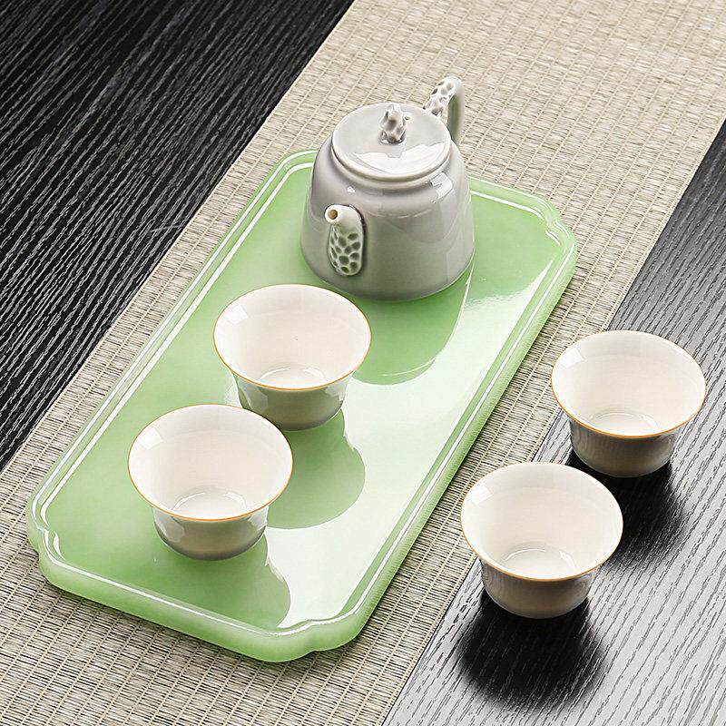 长方形茶盘可当水果盘储水小托盘高端轻奢旅行茶具整套装包邮简约