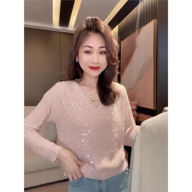 欧洲站夏季新款亮片毛衣女镂空针织衫宽松空调罩衫薄款防晒上衣潮