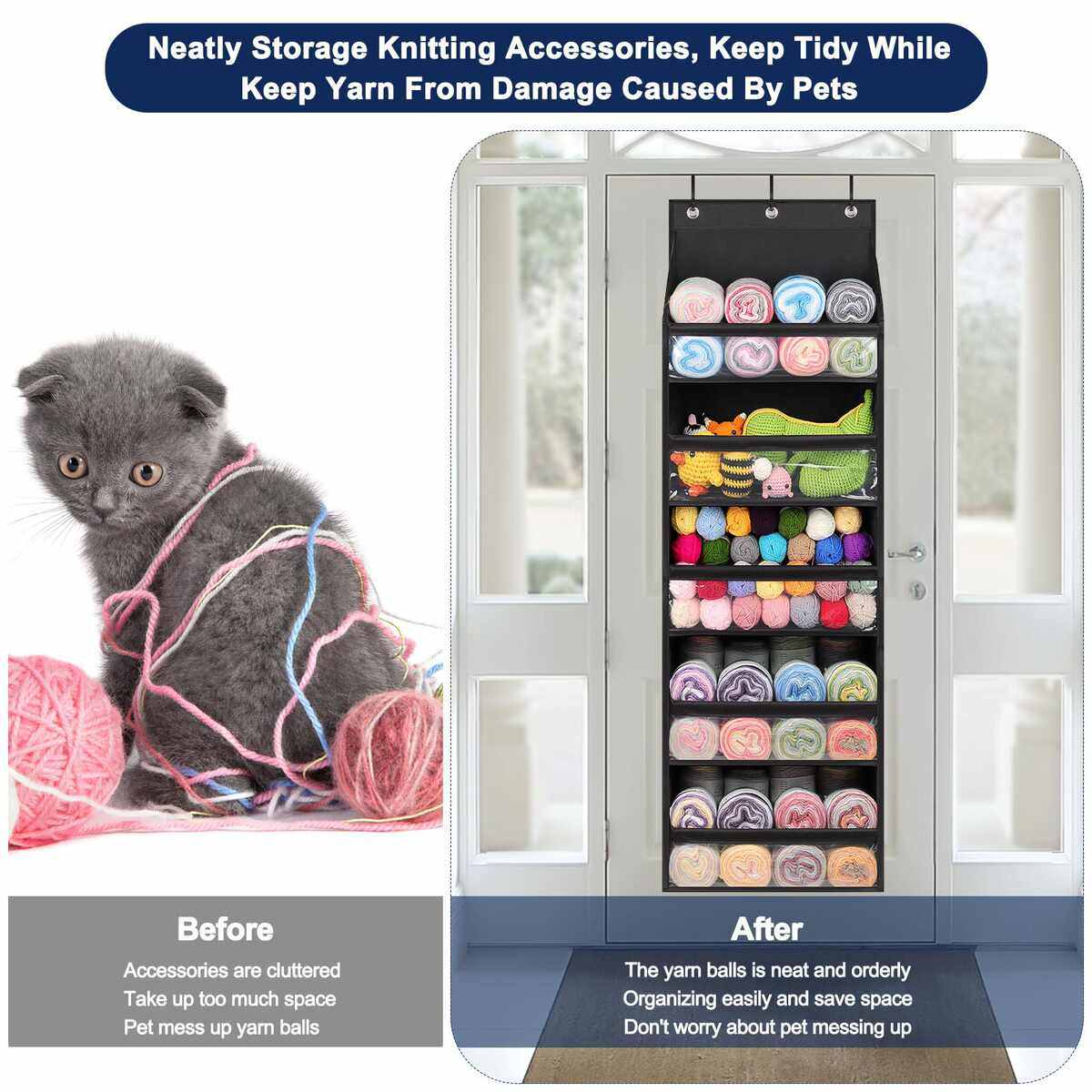 多功能门后毛线储物挂袋pvc壁挂式5层纱线杂物整理收纳挂袋,收纳整理,其他收纳袋,淘宝优惠券,粉丝福利购,淘宝优惠卷