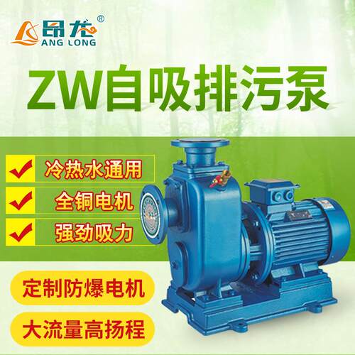 ZW无堵塞自吸泵工业管道无堵塞污水泵直联式地下室生活污水自吸