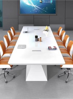 代白色烤漆会议大型会客长IBV桌时尚简桌约现椅办公室家具洽谈桌