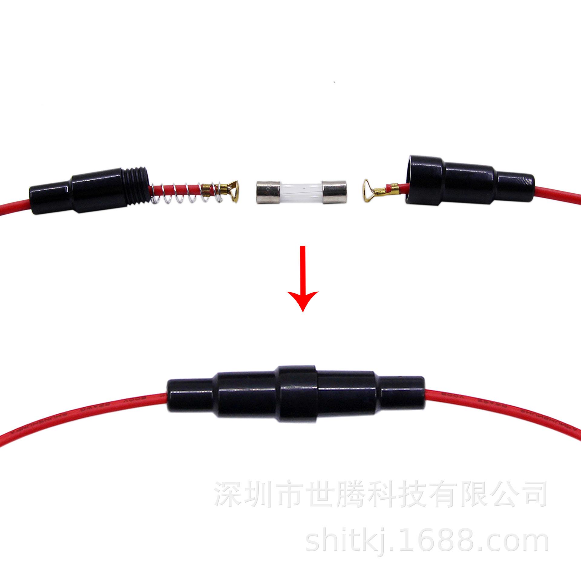 5x20mm22AWG 带线保险丝座/保险管盒/保险丝管套/底座 内带弹簧图片