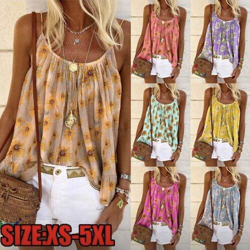 Women's top flower printed camisole T-shirt