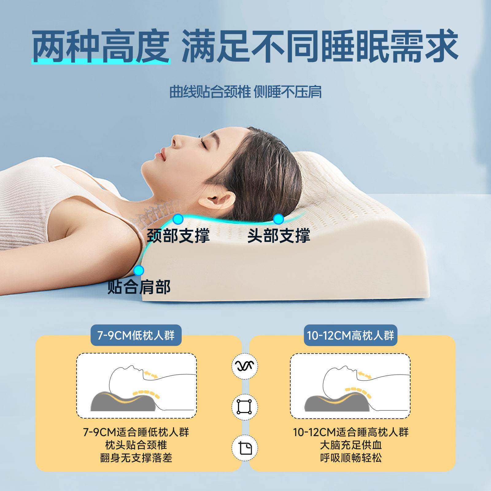 泰乳胶枕双人长枕头国DSJ23072一体加枕芯护夫妻颈长椎助睡眠51.2