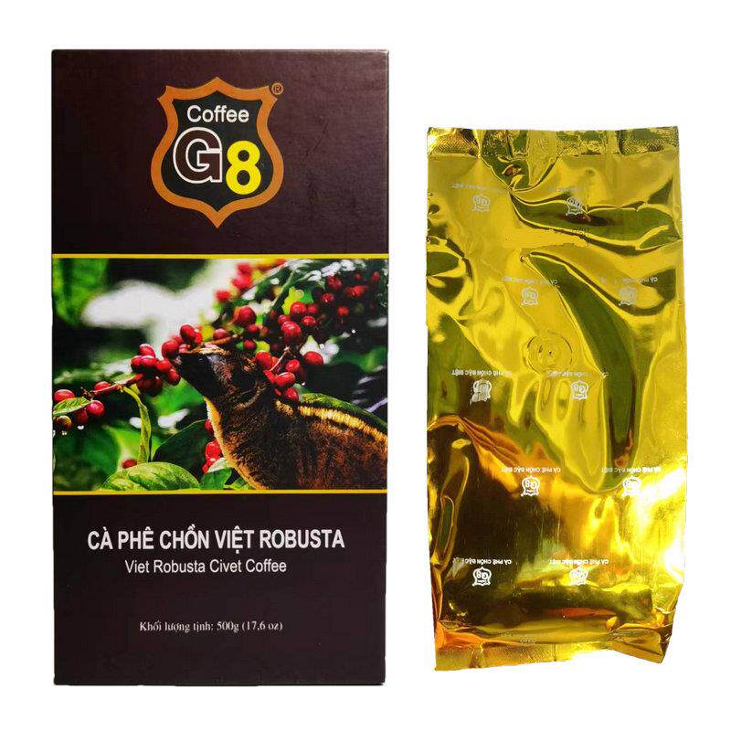 越南原装进口G8罗布斯塔滴漏纯黑猫屎咖啡粉提神手冲原味伴手礼