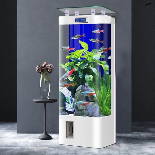 家用简约成型水族箱一体用夏风热弯家具落地新款立式鱼缸客厅玻璃