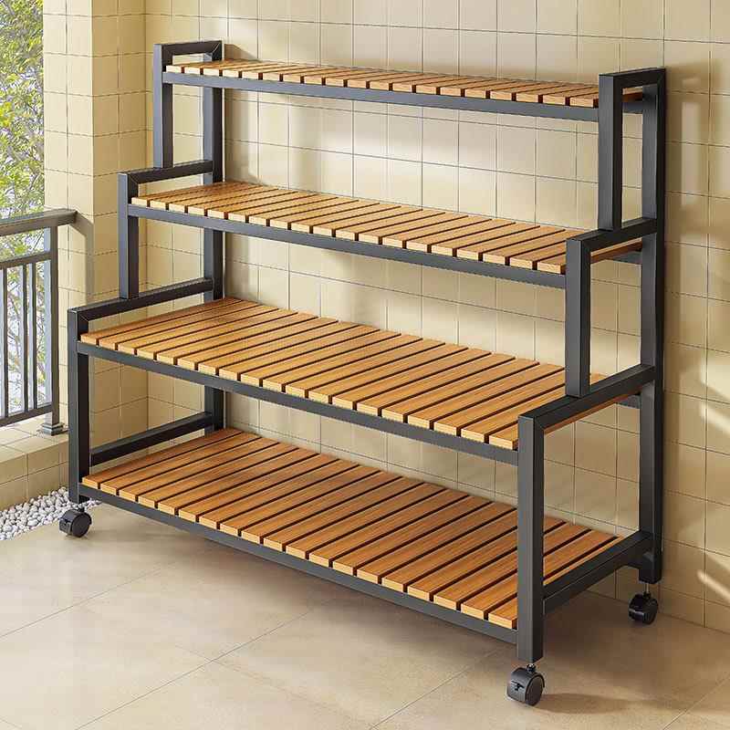 铁艺花架置物架阳台客厅落地式多层阶梯花架移动带轮多肉花盆架子