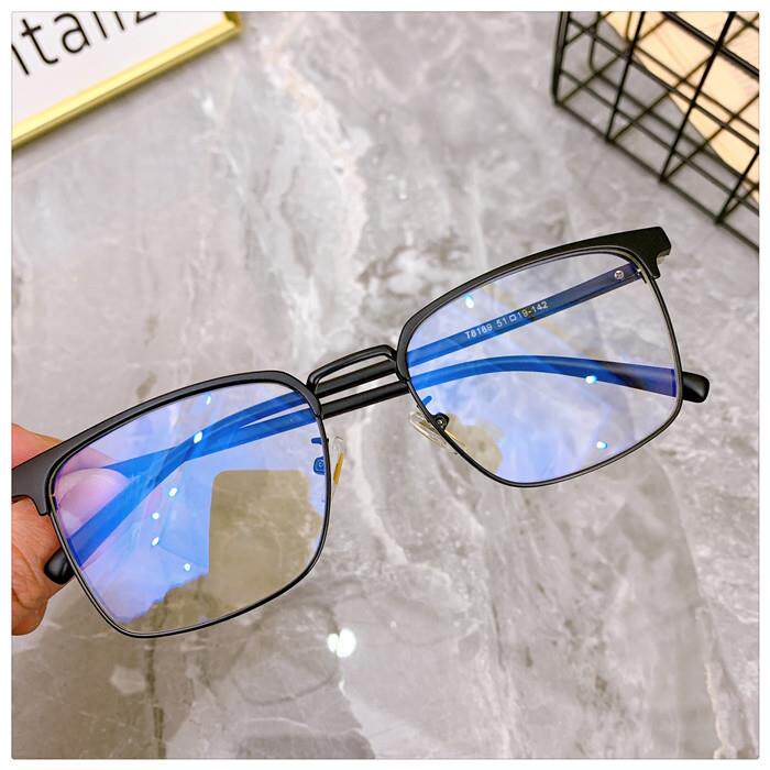 正品宽脸眼镜框韩潮版男商务半辐框射细边眉毛方形超轻防蓝光近视