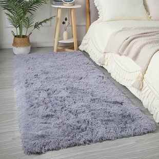 北欧ins风丝毛少女卧室床边地毯长毛绒家用客厅沙发房间脚垫地毯