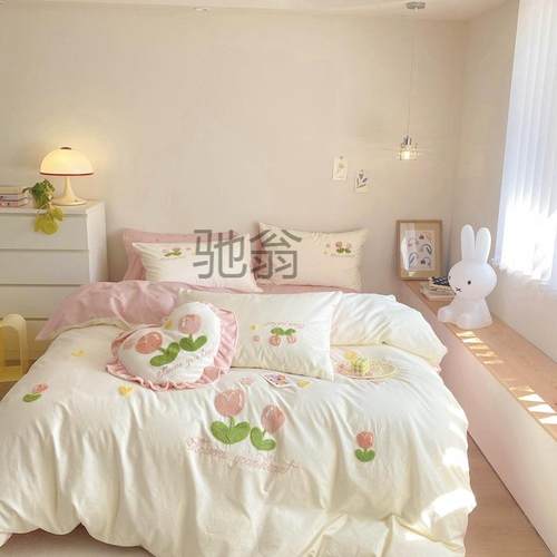 A类20支棉水洗SHG0纯棉四件套全棉儿童床宿品学生舍被套床单三件