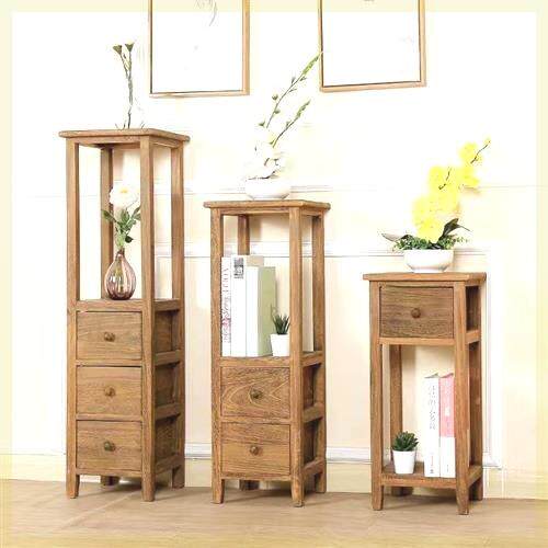 免安装实木花架与抽屉储物架客厅花架室内家居集成中国风新花盆架