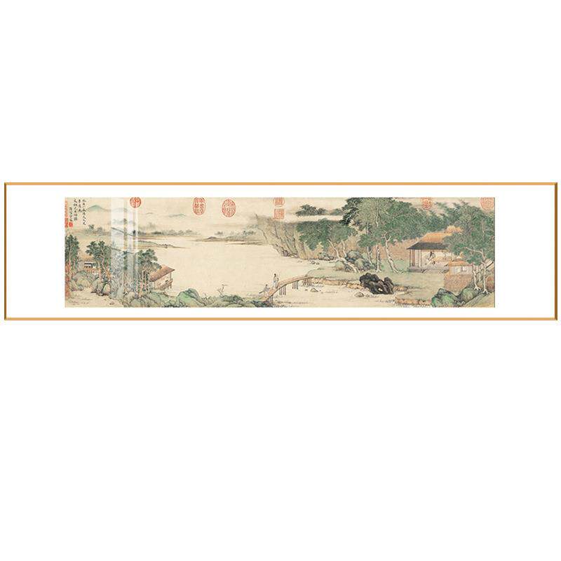 富春山居图山水画客厅挂画茶室装饰画壁画办公室靠山国画新中式