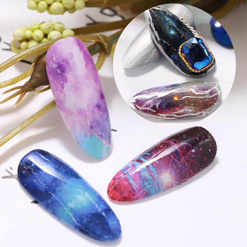 ins日式美甲星空转印纸幻彩星云银河指甲油胶装饰品星空美甲贴纸