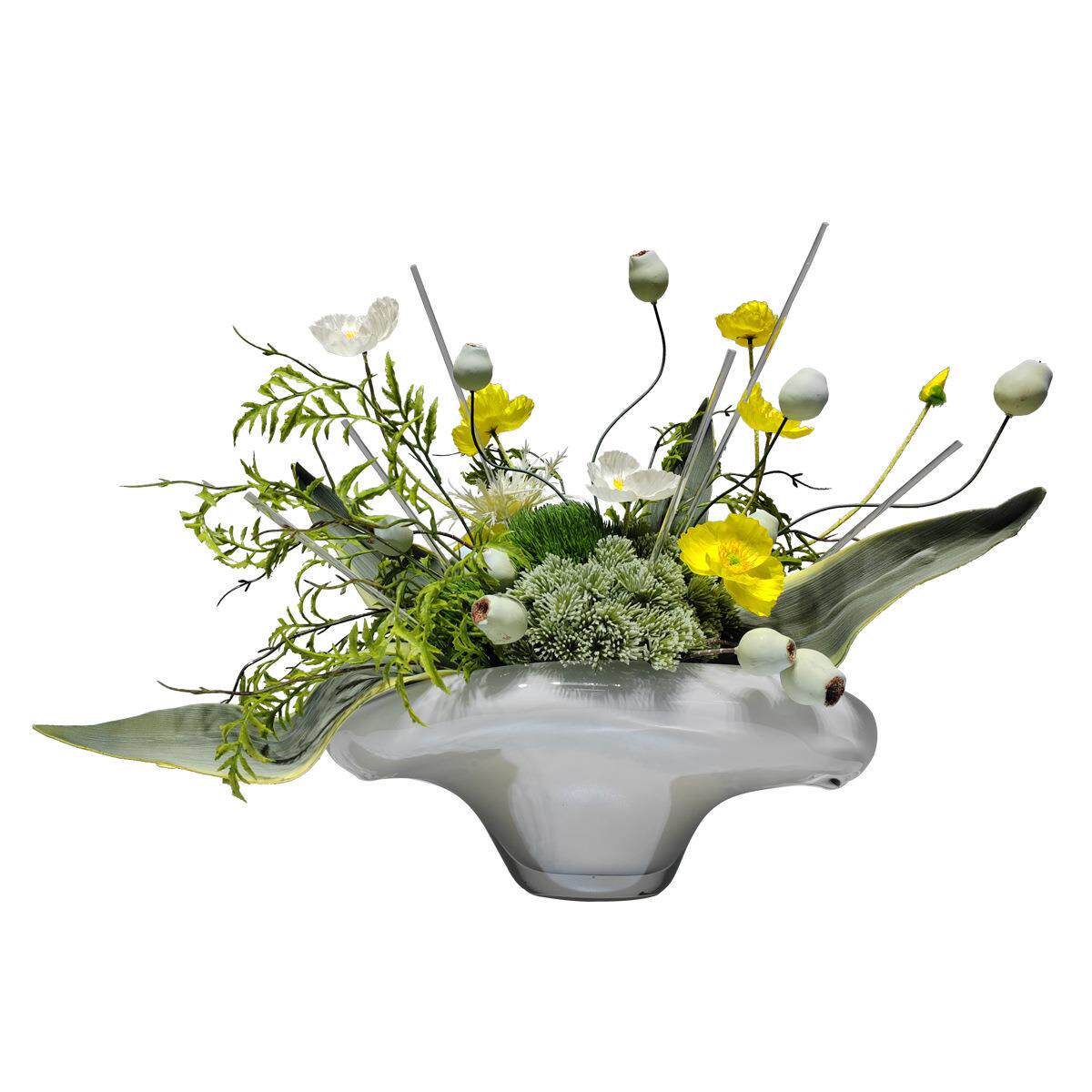 现代轻奢仿真花艺玻璃花器整体套装餐桌售楼处桌面装饰花绿植摆件