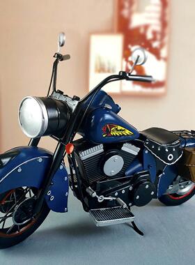 哈雷机车模型整体橱柜书桌车模摆设男生礼物手工覆古机车装饰品摆