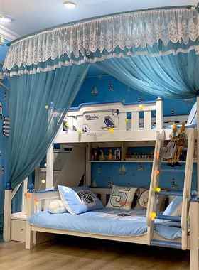 儿童型双层上床蚊帐1.5m子母床形家用高下低铺TAK梯u伸缩1.2米1.3