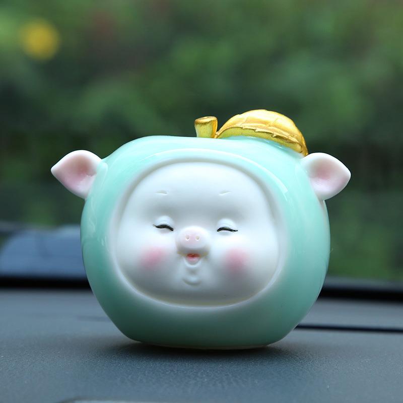 诸事平青安瓷卡通迷你小猪创意汽摆件家居桌面装ABQ茶车宠饰品车
