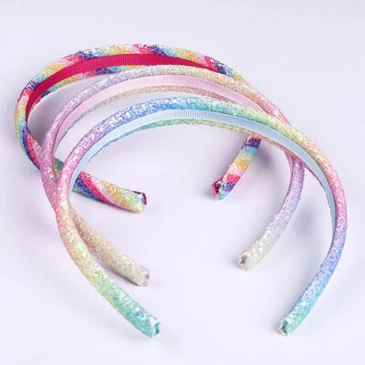 1pc Cute Heart Star Headbands Girls Glitter Rainbow Hairband