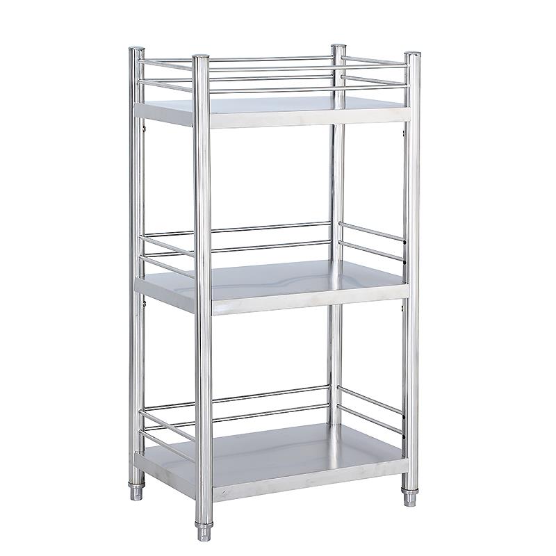 正品锈收带围栏厨房不置物架钢落地三层微波炉烤箱放锅储物纳柜菜