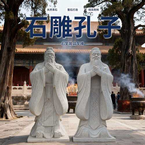 花岗岩人物雕塑文化广场历史名人雕像摆件校园大型人物孔子像石雕