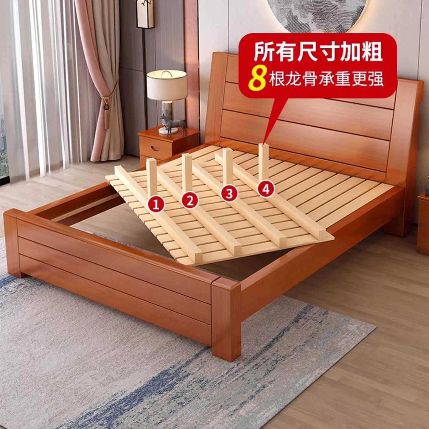 中式木床18DFM米双人床主卧经济型简.约15米单人床家.用1.2m实加
