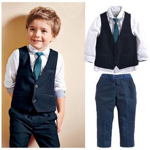 4Pcs Toddler Baby Boy’S Gentleman Formal Suit Long Sleeve
