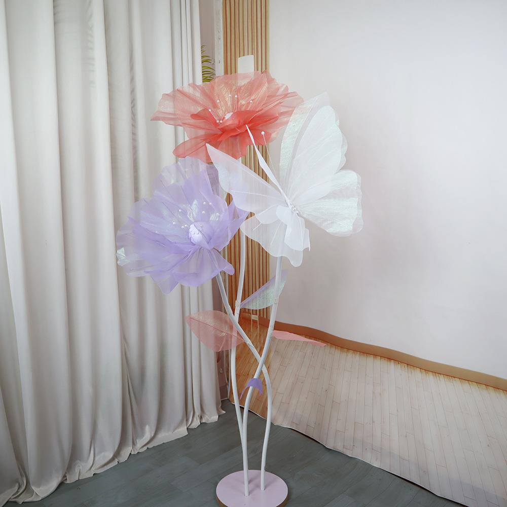 蝴蝶结婚浪漫婚礼布置客厅卧室婚房丝网花装饰展厅摆件
