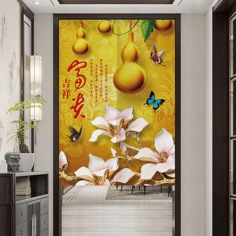葫芦发财树吉祥福字门帘半帘入户玄关过道客厅遮挡帘卫生间隔断帘