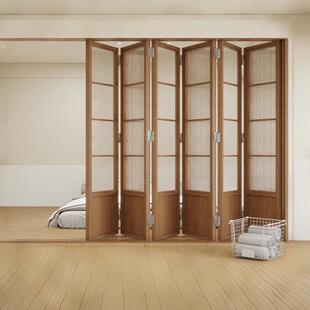 实木门推拉折叠门日式推拉门定制原木风简约厨房格子门隔断阳台门