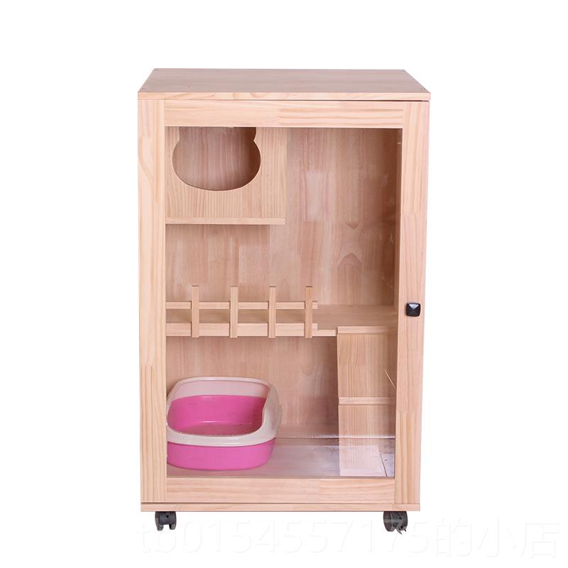 正品实猫窝木笼猫柜双层家用室笼内小号猫舍猫别墅繁殖产房子猫咪