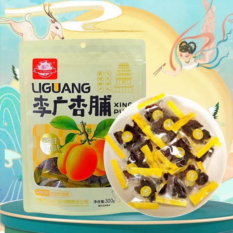 甘肃敦煌特产皇宝李广杏脯酸甜即食无核李广杏干肉300克独立包装